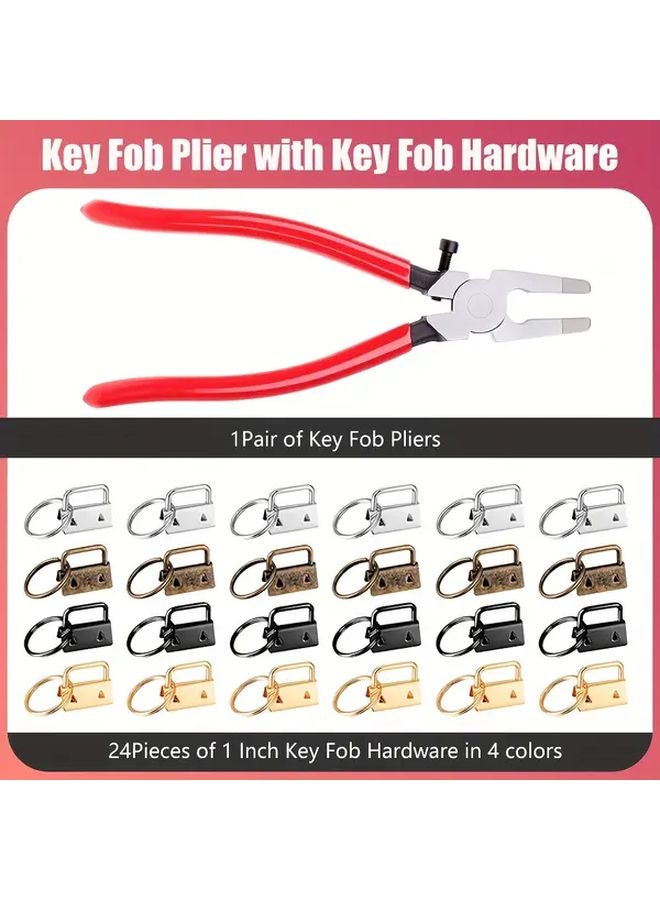 Key Fob Hardware Set With Pliers For Secure Installation 4 Color 25mm Glass Running Pliers - Image 5
